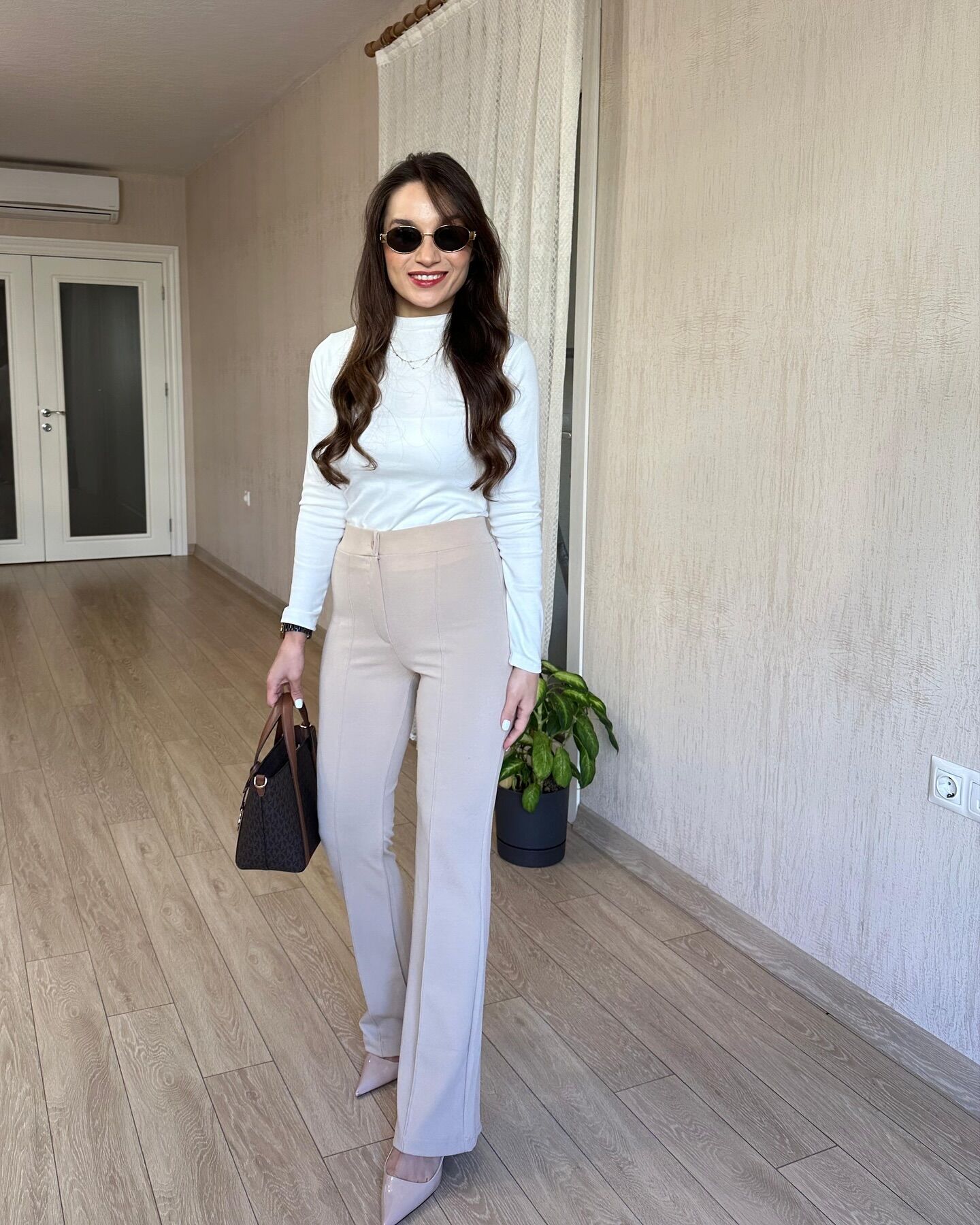 Çımalı Crep Palazzo Pantolon Krem
