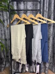 Floral Keten Bayan Pantolon