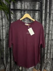 Asimetrik Bol T shirt Bayan Bordo Renk (Marka)